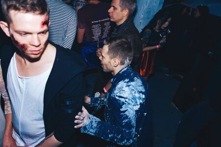 October 28-29, 2017 Minsk Belarus Art space Top Party dedicated to the holiday HELLOWEEN A group of people in makeup and costumes are in a nightclubのeditorial素材