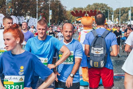 September 9, 2018 Minsk Belarus Half Marathon Minsk 2018 Athletes run a marathon in the streetのeditorial素材