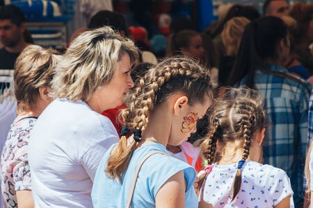 June 23, 2019 Minsk Belarus Street festivities in honor of the Second European Games People are...