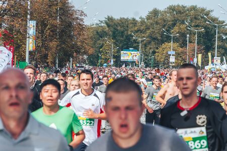 September 9, 2018 Minsk Belarus Half Marathon Minsk 2018 Athletes run a marathon in the streetのeditorial素材