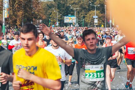 September 9, 2018 Minsk Belarus Half Marathon Minsk 2018 Athletes run marathon at the finish