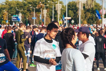 September 15, 2018 Minsk Belarus Half Marathon Minsk 2019 Running in the cityのeditorial素材