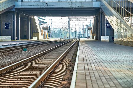Rail line with apron and underpass at the railway station