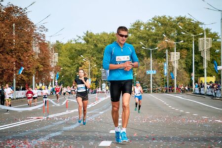 September 15, 2018 Minsk Belarus Half Marathon Minsk 2019 Running in the cityのeditorial素材
