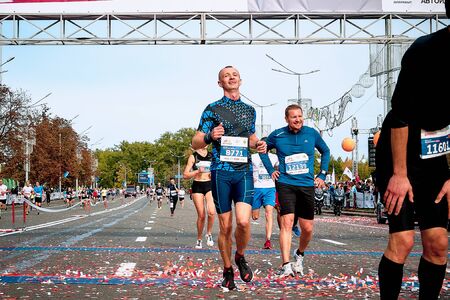 September 15, 2018 Minsk Belarus Half Marathon Minsk 2019 Running in the cityのeditorial素材