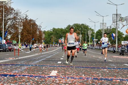 September 15, 2018 Minsk Belarus Half Marathon Minsk 2019 Running in the cityのeditorial素材