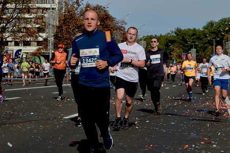 September 15, 2018 Minsk Belarus Half Marathon Minsk 2019 Close up competitor runs of the marathon...