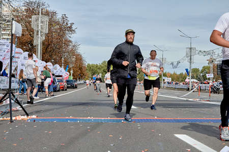 September 15, 2019 Minsk Belarus A marathon race in which athletes cross the finish line.Healthy lifestyleのeditorial素材