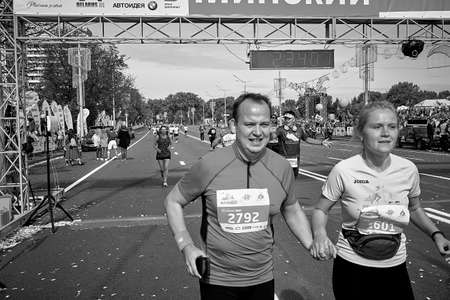 September 15, 2019 Minsk Belarus Minsk hosts a half-marathon in which a man and a woman crossed the...