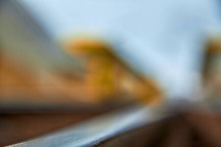 Railway sleepers and rails close-up. Iron bolts and connections.の写真素材