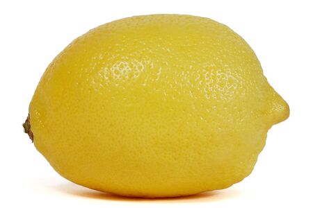Fresh ripe yellow lemon. Tropical fruit. Isolated on white backgroundの写真素材