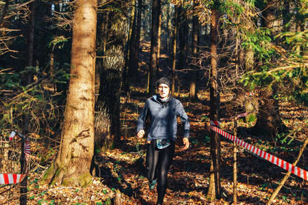November 17, 2018 Logoisk Belarus Beetle-trail 8 LOGOISK Running through the morning forest.のeditorial素材
