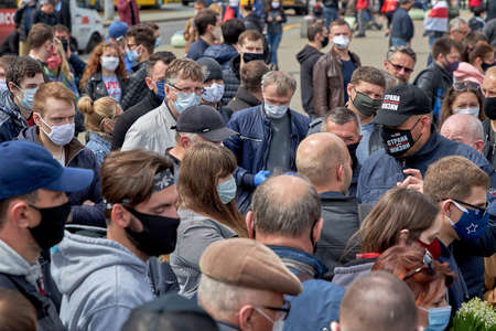 May 24 2020 Minsk Belarusian people walk down the streetのeditorial素材
