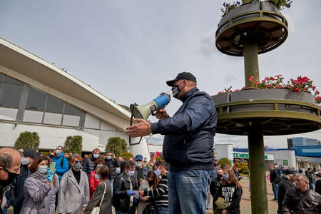 May 24 2020 Minsk Belarusian people walk down the streetのeditorial素材