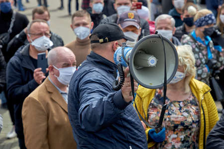 May 24 2020 Minsk Belarusian people walk down the streetのeditorial素材