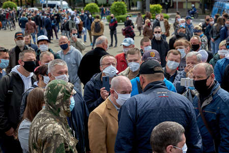 May 24 2020 Minsk Belarusian people walk down the streetのeditorial素材