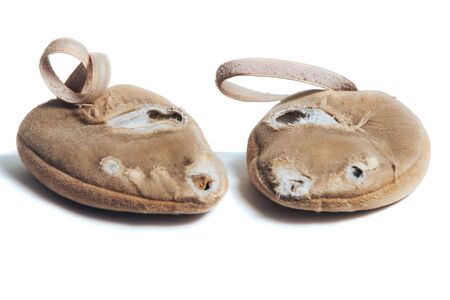 Shoes for rhythmic gymnastics very worn Active use, a lot of training Isolated on white backgroundの写真素材