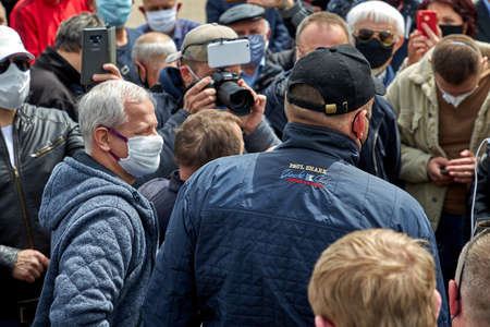 May 24 2020 Minsk Belarus Demonstration against the current government, during which many masked people came out to sign for opposition candidatesのeditorial素材