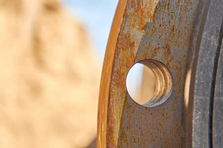 Flange for connecting plastic water pipes to connect the water supply system close upの写真素材