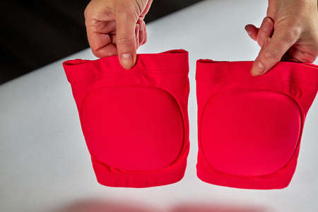 Knee protectors for leg protection in gymnasticsの写真素材