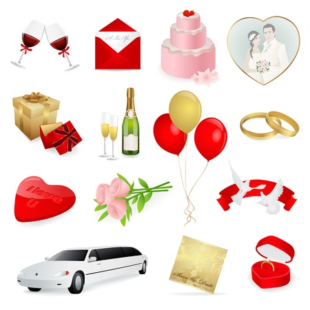 love and wedding icons setのイラスト素材