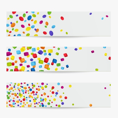 Vector set: Banners. Abstract compositions with colorful design elementsのイラスト素材