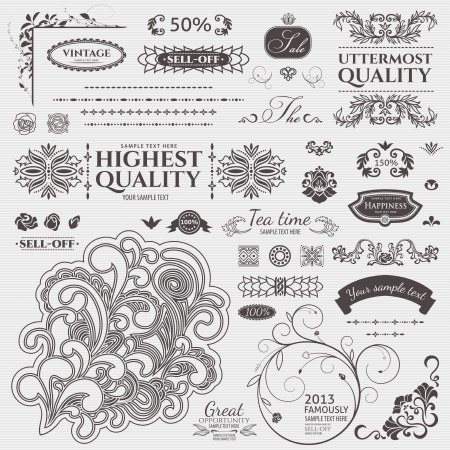Design elements. Floral and ornamental symbolsのイラスト素材
