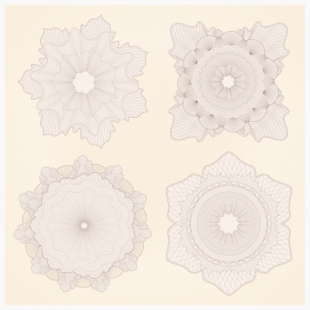 Vector set: watermark. Guilloche patternのイラスト素材
