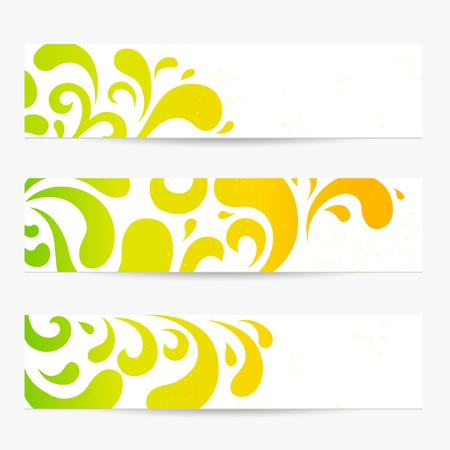 set  Banners  Colorful abstract backgrounds with floral pattern  swirl, scroll, drop shape   Contemporary design useful for website  web header layout , flyer, information ads, ticket, couponのイラスト素材