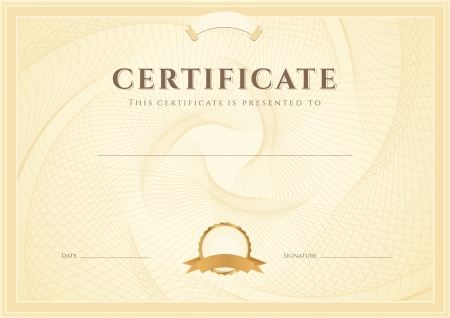 Certificate, Diploma of completion  design template, background  with guilloche pattern  watermark , border, frame  Useful for  Certificate of Achievement, Certificate of education, awards, winnerのイラスト素材