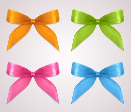 Set of gift bows  ribbons, present symbol   Decorative Design element for invitation, gift card, gift certificate, invitation, coupon  Useful for holidays, celebrations  Birthday, Christmas   Vectorのイラスト素材