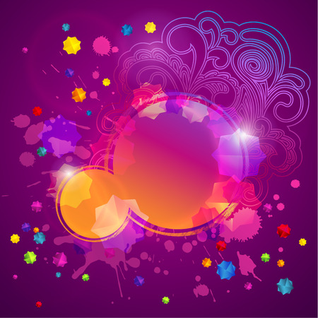 Abstract round banners, flyer  digital art   Grunge texture, colorful drops, stains with floral pattern  Modern art print, contemporary website template, web page  of  graphic designのイラスト素材