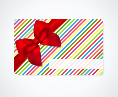 Gift coupon, gift card (discount card, business card) with floral (scroll, swirl) gold swirl pattern (tracery), bow (ribbon). Holiday background design for invitation, ticket. Vectorのイラスト素材