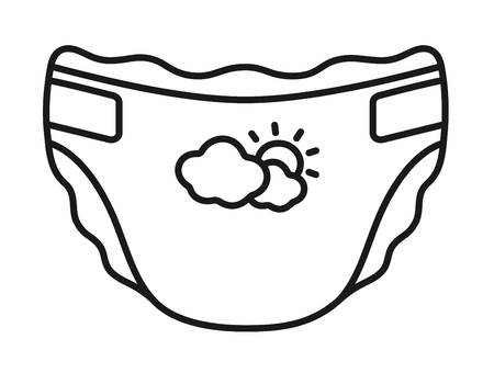 Isolated Baby Diaper icon black and white. Vector illustration on white backgroundのイラスト素材
