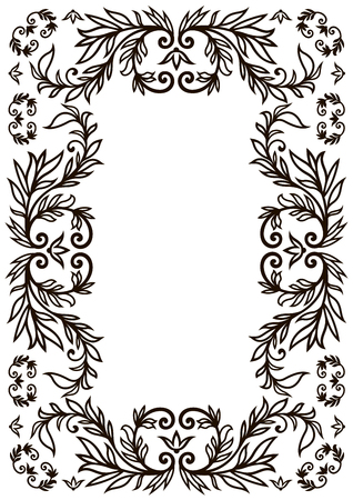 Frame border design template. Black and white decorative vector border on white blank background for certificate, invitation, document, menu etc.のイラスト素材