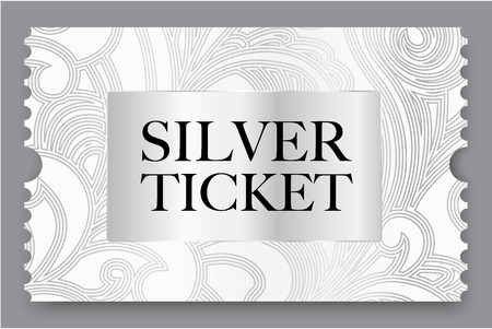 Silver ticket illustration. Template for Cinema pass, show, concert or any events invitationのイラスト素材