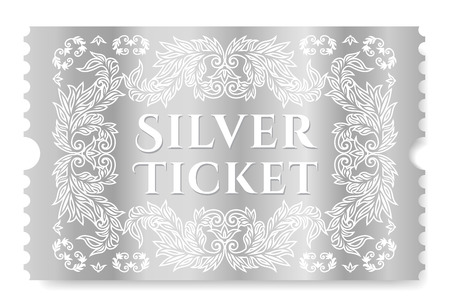 Silver ticket  illustration. Template for Cinema pass, show, concert or any events invitationのイラスト素材