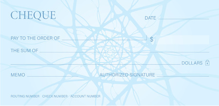 Cheque, Check (Chequebook template). Guilloche pattern with abstract line watermark. Background hi detailed for banknote, money design, currency, bank note, Voucher, Gift certificate, Money couponのイラスト素材