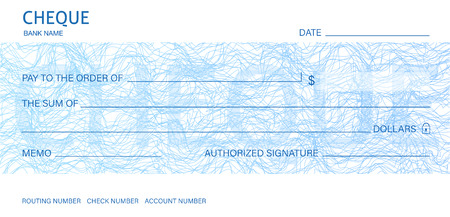 Cheque, Check (Chequebook template). Guilloche pattern with abstract line watermark. Dark background hi detailed for banknote, money design,currency, bank note, Voucher, Gift certificate, Money couponのイラスト素材