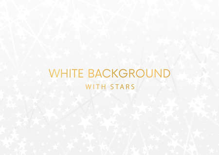 White background with stars and abstract lines (geometric shape pattern). Holiday backdrop for any design, presentation, cover etc. Blank horizontal templateのイラスト素材