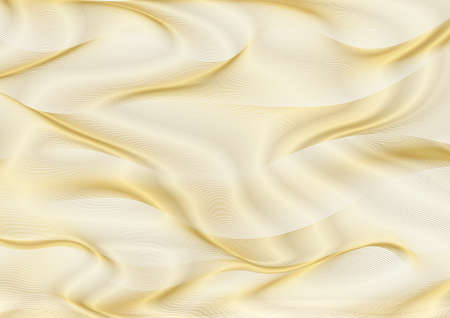 Abstract gold lines on white vector background. Golden wavy guilloche pattern useful for certificate, diploma, hi tech technology. Blank horizontal templateの写真素材