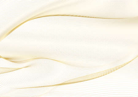 Abstract gold lines on white vector background. Golden wavy guilloche pattern useful for certificate, diploma, hi tech technologyのイラスト素材