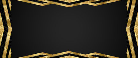 Gift card design with blank black background and geometric triangle frame (gold and black elements)....