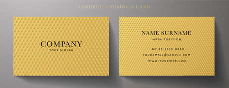 Business card with luxury abstract gold triangle pattern (golden carbon texture). Formal premium background template useful for invitation design, Gift card, voucher or gift couponのイラスト素材