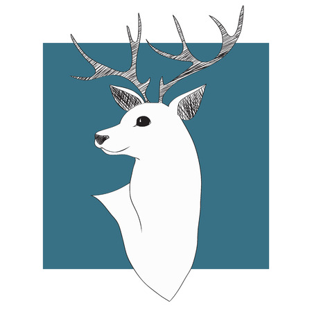 Deer. Line ink vector illustration.のイラスト素材