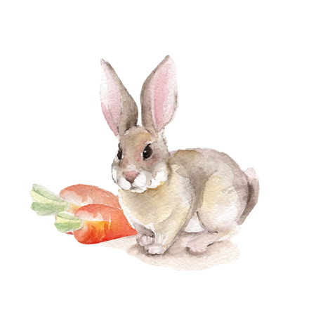 Rabbit and carrots. Vector illustrationのイラスト素材