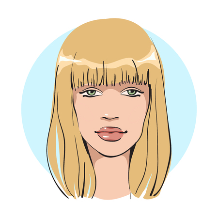 Female face 3. Vector line illustrationのイラスト素材