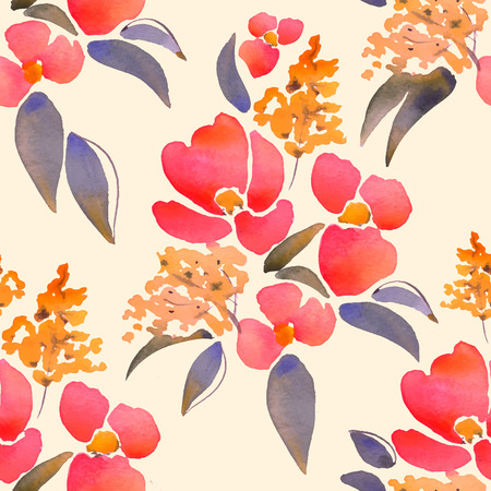 Beautiful floral pattern. Hand drawn watercolor elements 2のイラスト素材