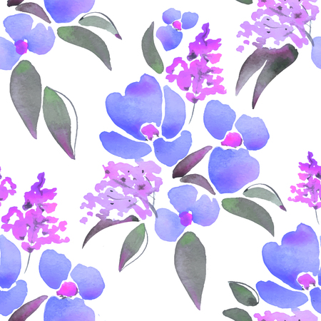 Beautiful floral pattern. Hand drawn watercolor elements 3のイラスト素材