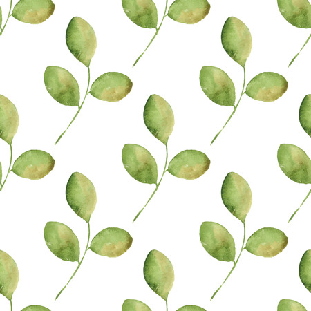 Pattern with branches. Watercolor leaves. Vector seamless pattern 2のイラスト素材
